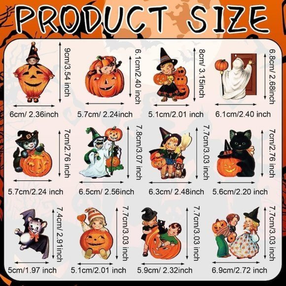 24 Pcs Multicoloed Ornaments Wooden for Tree Pumpkin Retro Halloween Dec… - Picture 3 of 6